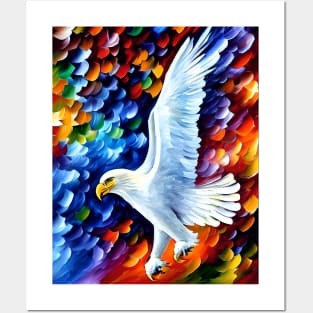 Beautiful White Eagle in Flight Painting Posters and Art